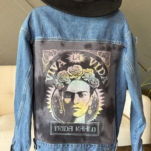 Frida Kahlo Denim Jacket with Graphic Print